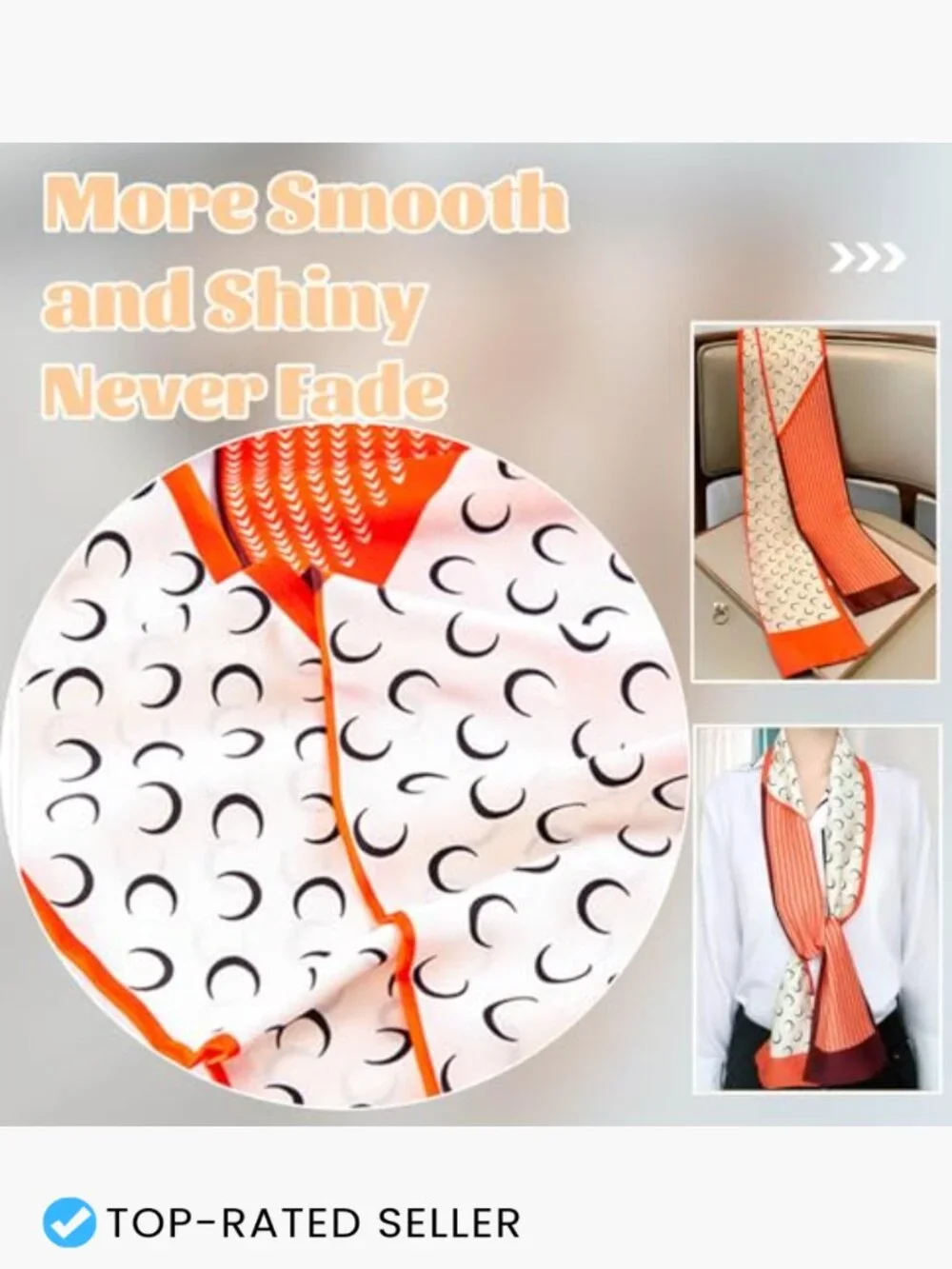 Satin Square Neck Scarf Long Silk Like Fashion Scarf for Bag Hair Neck Wear